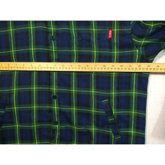 RSVLTS The Connery Flannel Shirt XL Roosevelts Pockets Plaid Blue Green - Picture 7 of 9